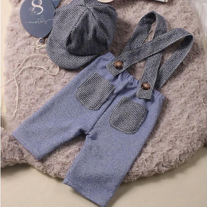 Holibeat Newborn Boy Photography Props Baby Boy Photo Shoot Outfits Infant Gentleman Romper Suits with Hat