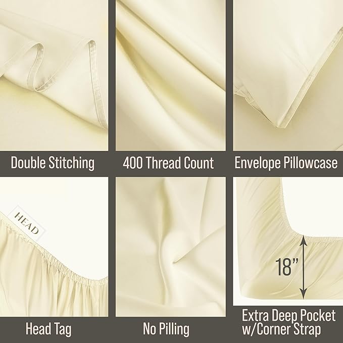 Bella Coterie Luxury Bamboo Viscose 34” Split Top King Size Sheet Set | 1 Fitted Sheet for Sleep Number & Adjustable Beds | 100% Organically Grown | Cooling & Soft | 18” Deep Pocket [Lemonade]