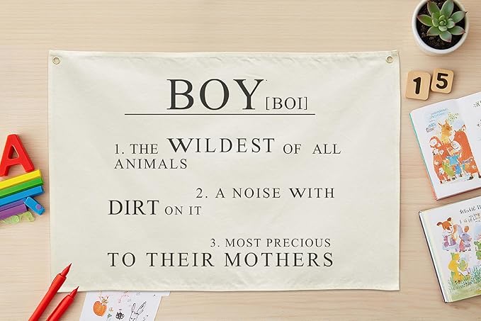 Boy the Wildest of All Animals-Rectangular Banner Flag Poster Wall Decor for Baby Boy Kids-Nursery Above Crib Bedroom Playroom Door Wall Decorations-Boy Present-Birthday Baby,Shower Christmas Gift