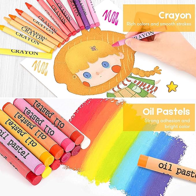 iBayam Art Case Coloring Set - (251ct), Art Kit for Kids, Toys for Girls & Boys, Art Supplies Set, Gift for Kids with Trifold Easel, Scratch Paper, Sketching/Coloring Book, Crayons Pencils