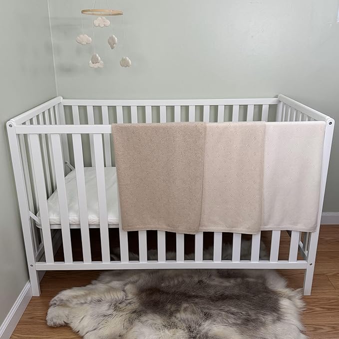 Jet&Bo BABY 100% Cashmere Baby Blanket Pointelle Design in Brown Sugar - Unisex, 32” x 40” - Ultra Soft, Hypoallergenic & Temperature Regulating – Gift Box and Card Included