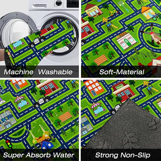 Car Rugs for Kids - Car Track Carpet Road Rug for Bedroom Road Map Carpet Kids Toy Play Mat Farm, 3x5 Feet