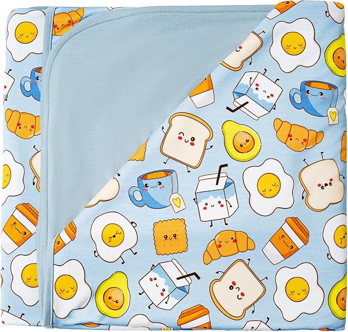 Premium Baby Blankets, Soft Viscose from Bamboo Blanket for Boys and Girls, Nursery Crib Bedding Quilt for Newborn and Toddler, Cooling for Hot Sleepers, 50'' x 50'' Blue Breakfast