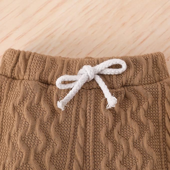 Newborn Baby Boy Girl Clothes Ribbed Knitted Cotton Long Sleeve Romper Long Pants Solid Color Fall Winter Outfits