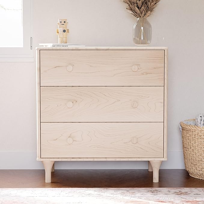 babyletto Lolly Changing Table Dresser Combo w/Removable Tray - GREENGUARD Gold Certified 3 Drawer Baby Dresser with Changing Table Top - Easy to Assemble Diaper Station for Nursery, Washed Natural