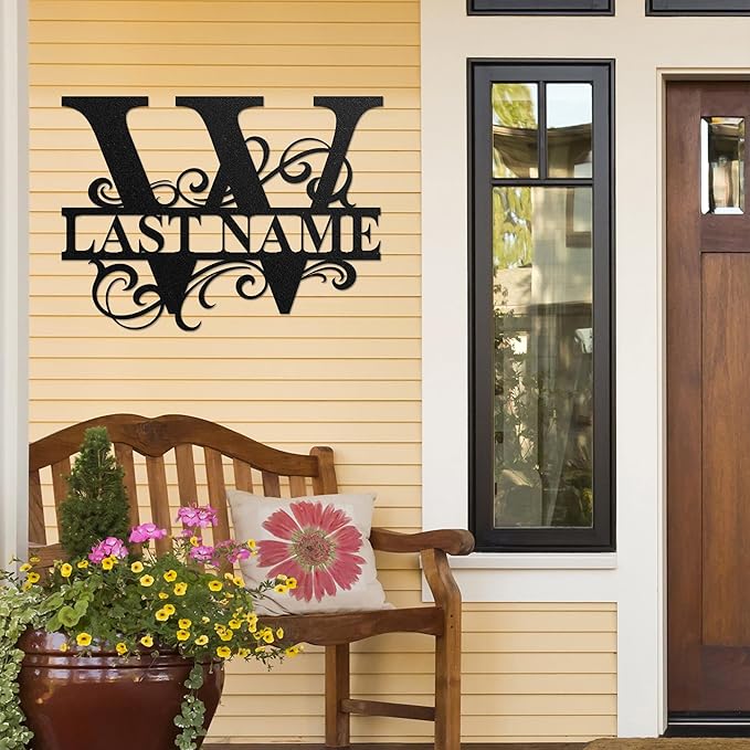 LULLBABYMALL Custom Metal Signs - Last Name Sign, Split Letter Monogram, Letter W, Family Name Wall Art, Outdoor Metal Signs, Personalized Wedding Gift