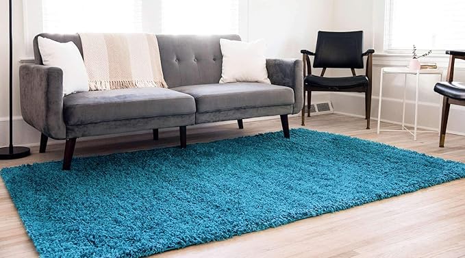 Unique Loom Solid Shag Collection Area Rug (3' 3" x 5' 3" Rectangle, Turquoise)