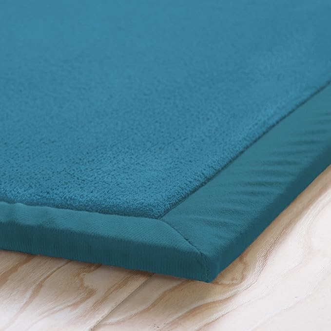 Loartee Coral Velvet Crawling Rugs & Area Rugs (6'8"x9'2", Blue) for Toddler Children Play & Yoga Mat Exercise Pads