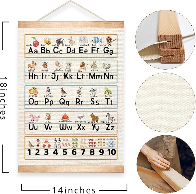 Kids Alphabet and Numbers Educational for Classroom Decor,Colorful Educational Poster for Toddlers 1-3,Toddler Learning Poster for Kids Ages 3-5 for Nursery Playroom,Classroom Must Haves 14x18.5Inchr(Colorful-03)
