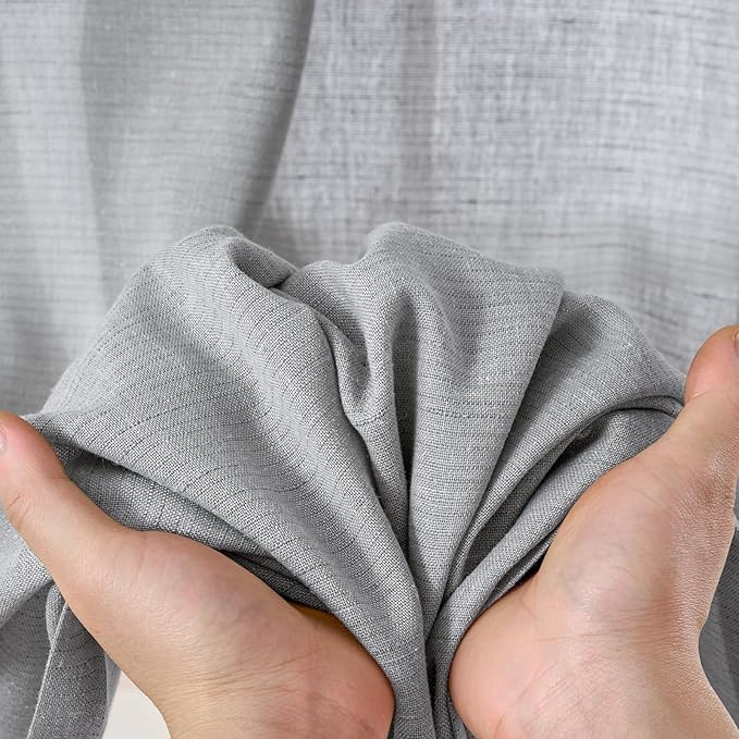jinchan Grey Linen Blend Curtains 96 inch Length 2 Panels for Bedroom Living Room, Floor to Ceiling 50 inch Wide Farmhouse Drapes with Rod Pocket Back Tab(50W x 96L, Grey)
