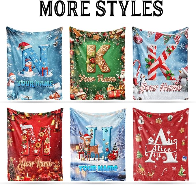 Ship Next Day, Custom Christmas Blanket - Merry Christmas Personalized Blanket, Xmas Gifts for Family Mom Dad Daughter Son Grandkids, for Teen Girls Women Man, Stocking Stuffers