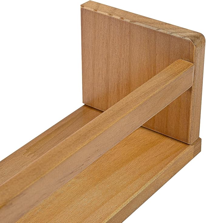 AZSKY Light Walnut Floating Shelves - Baby Nursery Decor Wall Book Shelves for Kids Room & Bathroom Decor - Set of 3, 24 Inch