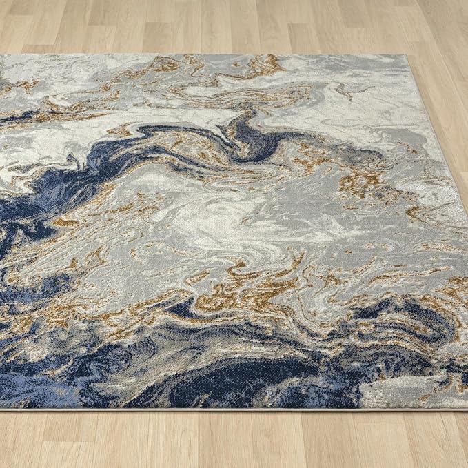 LUXE WEAVERS Marble Swirl Abstract Area Rug, Blue 4x5
