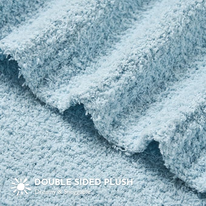EVERGRACE Soft Plush Baby Blanket for Boys Girls, Double-Sided Fleece Fuzzy Toddler Nursery Blanket Lightweight Warm Cozy Throw Blanket for Baby Crib, Couch, Bed, Pearl Blue, 30"x40"