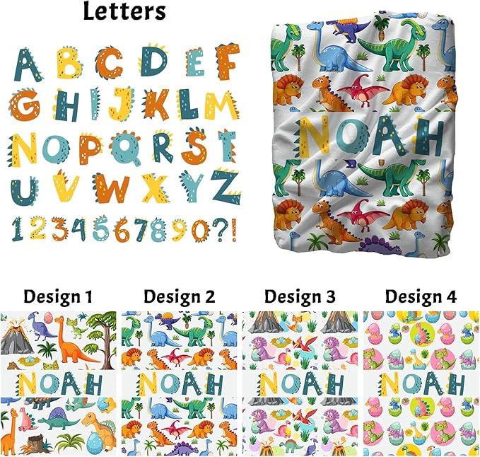 Personalized Baby Blankets, Customized Easter Blanket for Kids, Personalized Dinosaur Baby Blanket with Name, Custom Easter Baby Blanket for Boys, Girl & Kids, Baby Boy Newborn Soft