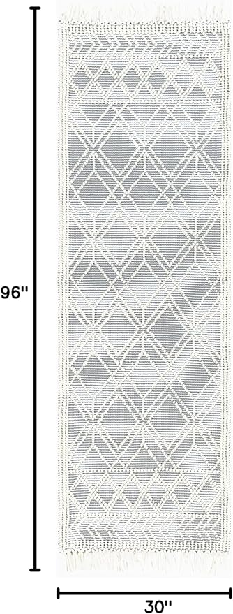Mark&Day Wool Rugs, 2x8 Staveley Cottage Denim Runner Area Rug, Grey White Ivory Carpet for Hallway, Kitchen, Bedroom or Living Room (2'6" x 8' Runner)