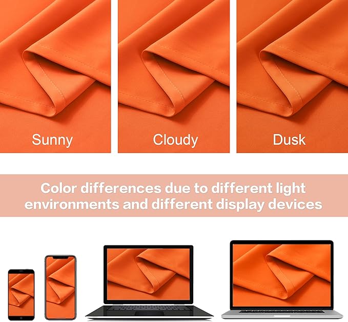 Back Tab Curtains 96 Inches Long for Living Room Darkening Blackout Curtains Rod Pocket (Orange,52 by 96 Inch,2 Panels)