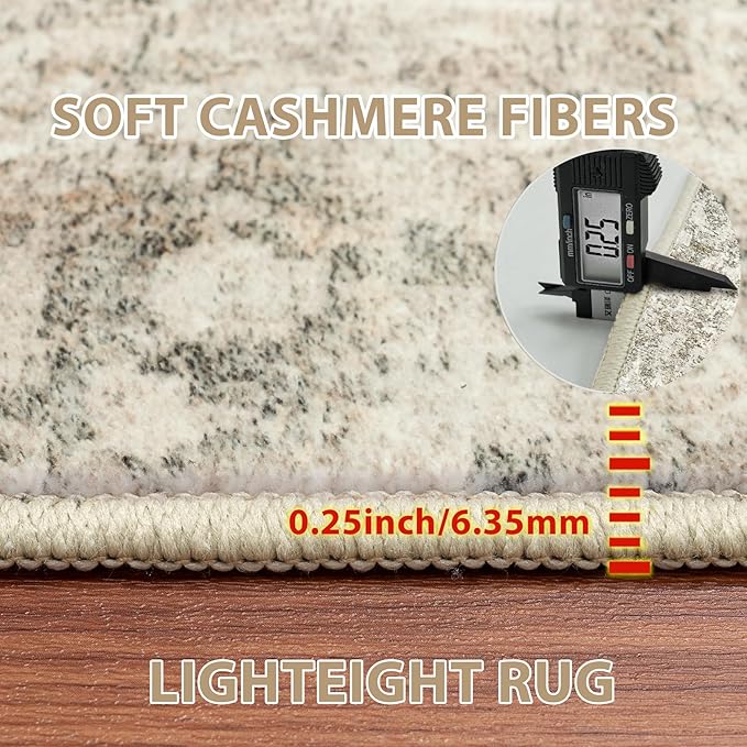 4x6 Area Rugs for Living Room Rug Washable: Abstract Rug for Dining Room Bedroom Carpet Non Slip 4 by 6 Indoor Modern Nursery Home Office Beige Brown