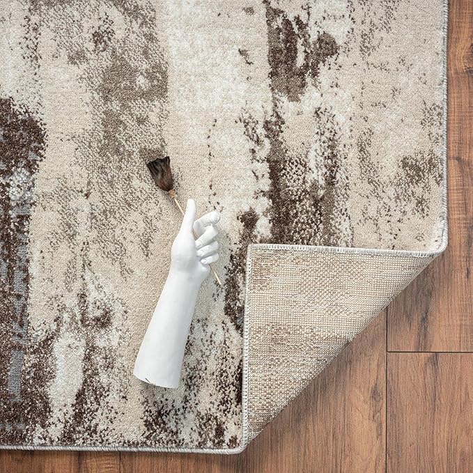 LUXE WEAVERS Euston Collection 7681 Brown 4x5 Modern Abstract Area Rug
