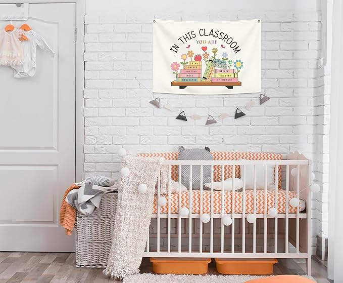 Classroom Boho Rectangular Banner Flag Pennant Wall Art Decor Gift for Teacher Boy Girl Kids Teen,Classroom Homeschool Kindergarten Decor Decor-Back to School Birthday Christmas Gift