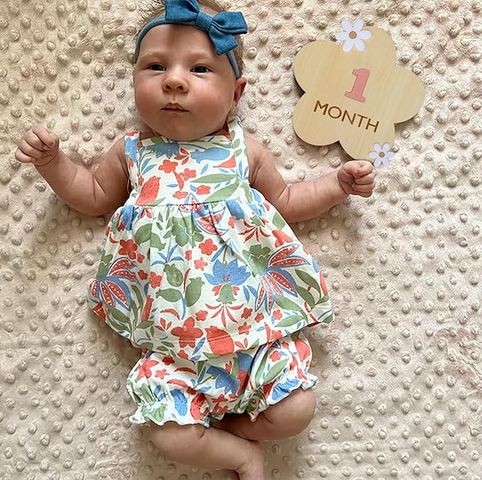 Daisy 3D Baby Monthly Milestone, Wooden Baby Milestone Signs, Monthly Milestone Wood Discs, Baby Milestone Discs (3D Flower)