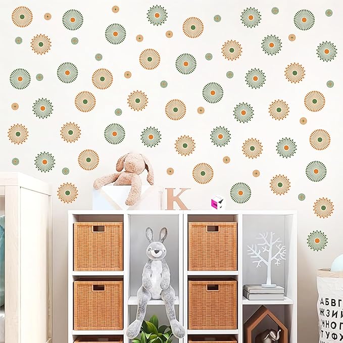 Boho Sun Wall Stickers Small Sunshine Wall Stickers Vintage Sun Wall Decals Peel and Stick Suns Pattern Stickers Cute Bohemian Sun Decals for Kids Room Nursery Bedroom Playroom Decor
