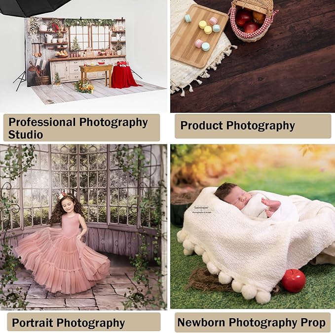 Kate White Wood Floor Wall Backdrop Photography Floor Mats Rubber Flooring Mat Newborn Photography Props for Professional Photographers Studio 8x5ft