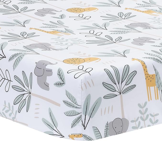 Lambs & Ivy Jungle Adventure Linen/Cotton 3-Piece Nursery Baby Crib Bedding Set