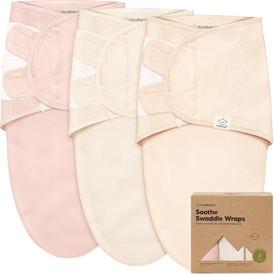 3-Pack Organic Baby Swaddle Sleep Sacks - Swaddles for Newborns, Infant 0-3 Months, Baby Girls, Boys, Soft & Snug Newborn Sleep Sack, Nursery Swaddling Blankets (Angelic, XS)