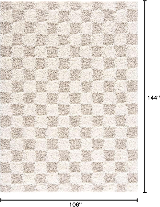 Hauteloom Atira Living Room, Bedroom Area Rug - Contemporary - Plush Pile - Cream, Light Beige, Light Brown - 8'10" x 12'