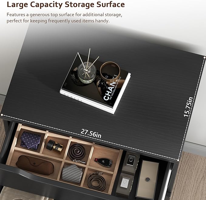 Black Tall 5 Drawer Dresser for Bedroom with Hidden Storage Design, Large Modern Closet Dressers & Chests of Drawers with Cut-Out Handles, 27.6" L*15.8" W*45.3" H for Bedroom, Living Room, Nursery