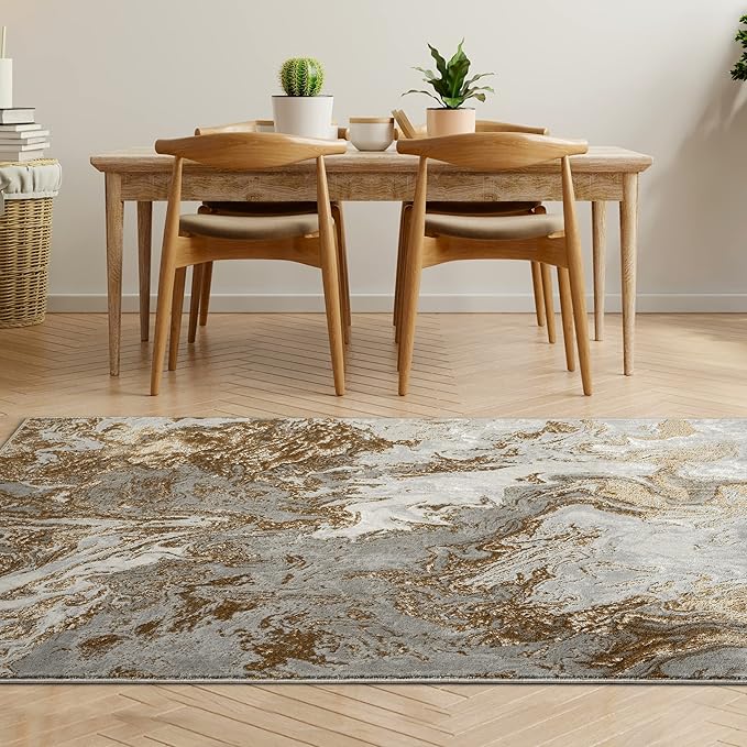 LUXE WEAVERS Marble Swirl Abstract Area Rug, Gray 2x3