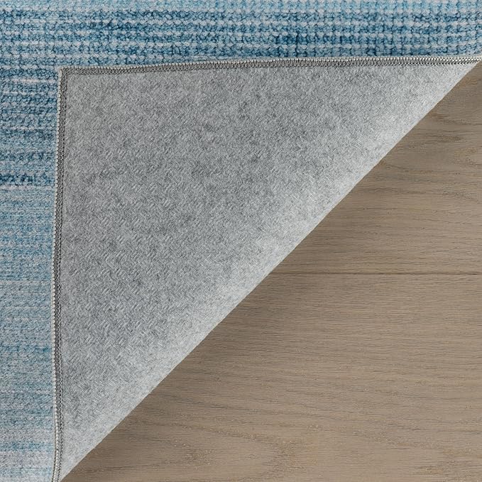 Dash & Albert Pandora Blue Machine Washable Rug, 9.5 X 13.5 Feet, Blue Abstract Pattern