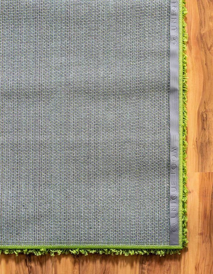Unique Loom Solid Shag Collection Area Rug (2' 7" x 10' Runner Grass Green)