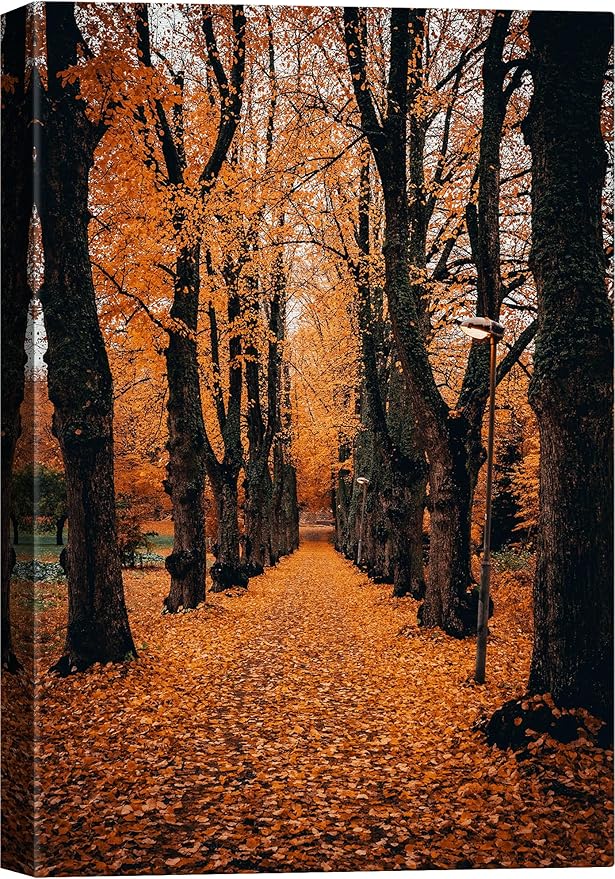 SIGNWIN Canvas Wall Art Autumn Dramatic Forest Landscape Living Room Orange Photography Rustic - 32x48 inches