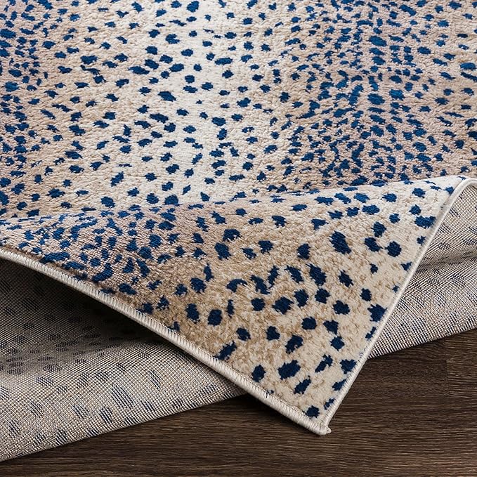 Livabliss Area Rugs - 8x10 Pablo Modern Antelope Print Blue Brown Ivory Area Rug for Living Room Bedroom - Animal Theme Non-Shedding Stain Resistant Large Carpet for Kitchen, Office (7'10" x 10')