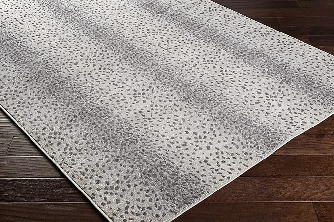 Hauteloom Leichhardt Modern Animal Print Area Rug for Living Room, Bedroom - Bohemain Leopard Print Carpet - Contemporary Antelope Print Rug - Light Gray, Dark Gray - 6'7" x 9' (6x9)