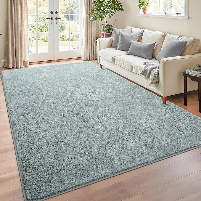 Chicrug 4x6 Minimalist Washable Area Rugs for Bedroom Living Room Classroom, Modern Soft Memory Foam Rug for Kids Nursery, Low Plie Indoor Carpet for Dorm Dining Office Bedside Room Decor, Grey