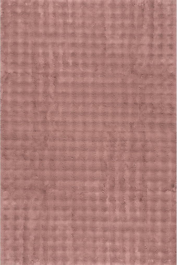 nuLOOM Jeni Burgundy, 5' x 8', Solid Faux Rabbit, Fluffy and Cozy, High Traffic, Stain Resistant, Easy Clean, Durable Washable Area Rug for Bedroom, Living Room, Dining, Den, Foyer, Entryway