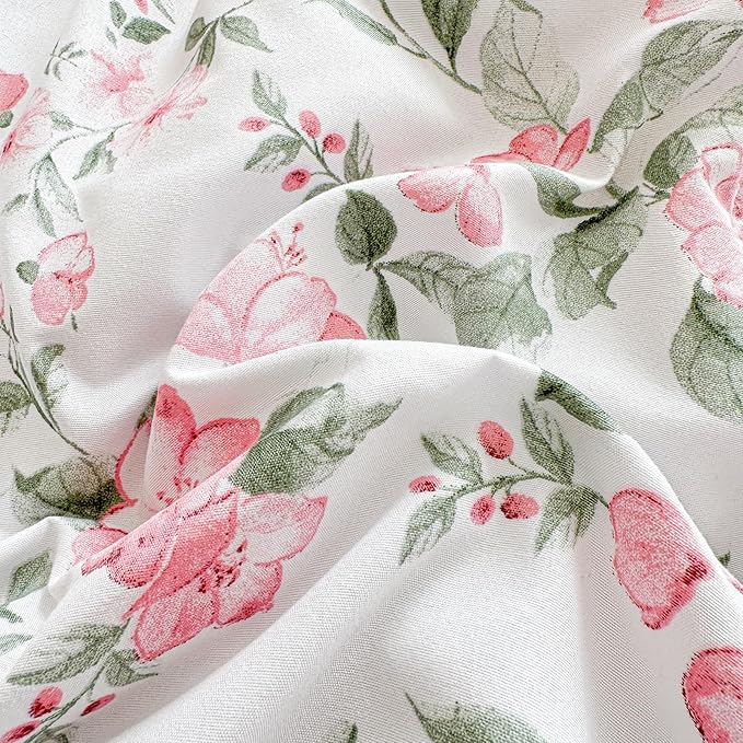 3 Pieces Pink Rose Flowers Crib Bedding Set Baby Ruffled Quilted Comforter with Fitted Sheet and Bed Skirt - Cute Ruffled Shabby Chic Baby Girls Bedding Soft Blanket Floral Design