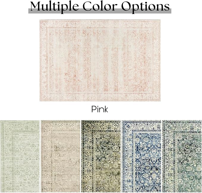 Small Throw Rug for Bedreoom 2x3 Washable Boho Aesthetic Pink Floral Non Slip Cute Area Rug for Side of Bed Teen Girls Room Kitchen Bathroom