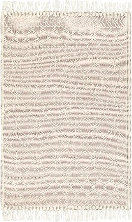 Mark&Day Wool Rugs, 2x4 Staveley Cottage Bright Pink Area Rug, Cream Pink Ivory Carpet for Living Room, Bedroom or Kitchen (2'3" x 3'9")