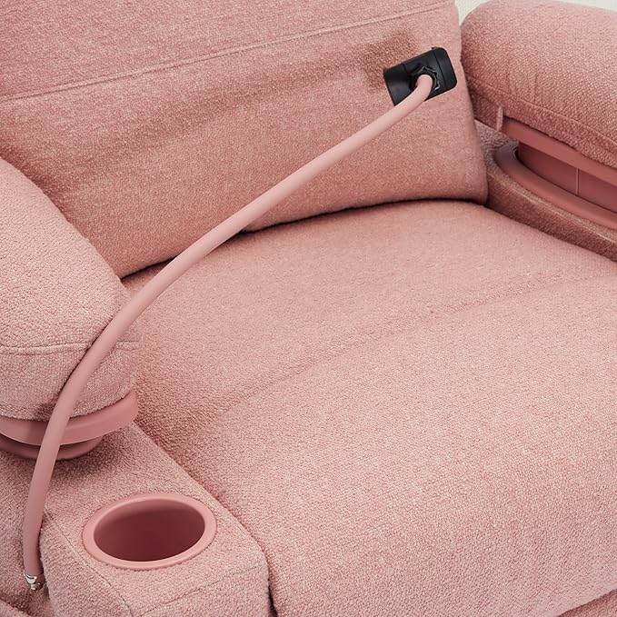 MAMAZING Oversized Electric Nursery Rocking Chair with Adjustable Armrests, Power Recliner Glider Nursing Chair for Breastfeeding, USB & Type-C Ports, Phone Holder, Oeko-TEX & FSC Certified(Pink)