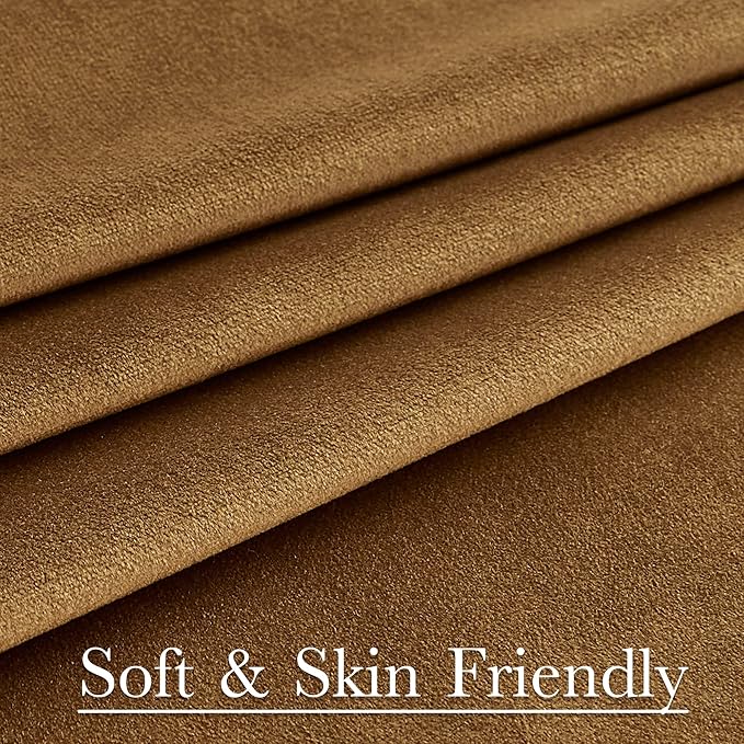 StangH Velvet Curtains 108 inches Long - Retro Gold Brown Thermal Insulated Light Blocking Window Drapes for Living Room, Privacy Protect Room Dividers for Bedroom, W52 x L108, 2 Panels