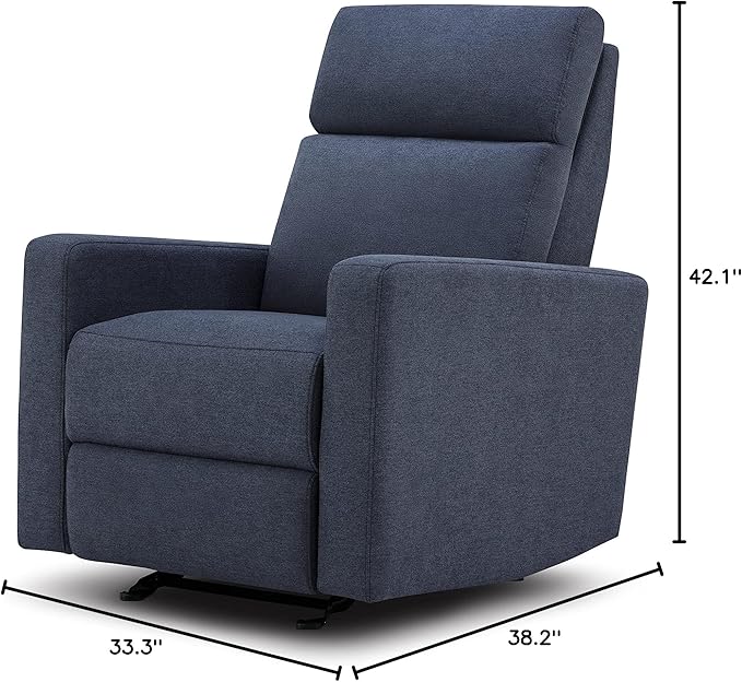Nurture& The Glider Premium Power Recliner Nursery Glider Chair with Adjustable Head Support | Designed with a Thoughtful Combination of Function and Comfort | Built-in USB Charger (Navy)