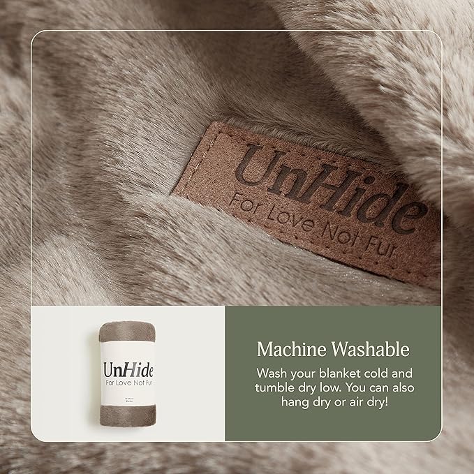 UnHide Lil’ Marsh - Faux Fur Blanket - Durable, Lightweight, Extra Soft Blanket - Machine Washable - Add a Layer of Softness to Any Bed, Couch, or Reading Chair - Taupe Ducky, Medium (60" x 80")