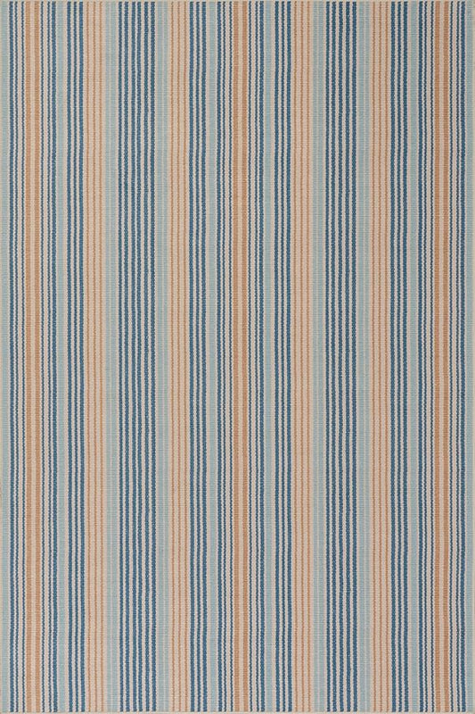 Dash & Albert Tyne Blue Machine Washable Rug, 5 X 8 Feet, Blue/Tan Stripe Pattern