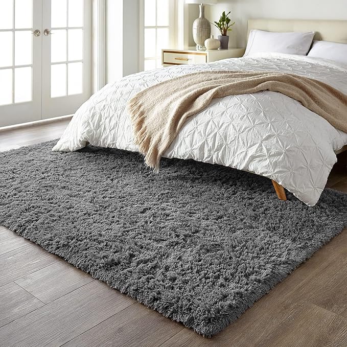 Ophanie 6x9 Area Rugs, Upgrade Non-Slip Fluffy Soft Rugs for Living Room, Large Shag uzzy Plush Rug, Medium Gray Shaggy Big Carpets for Bedroom, Kids Boys Girls Dorm Nursery Home Decor Aesthetic