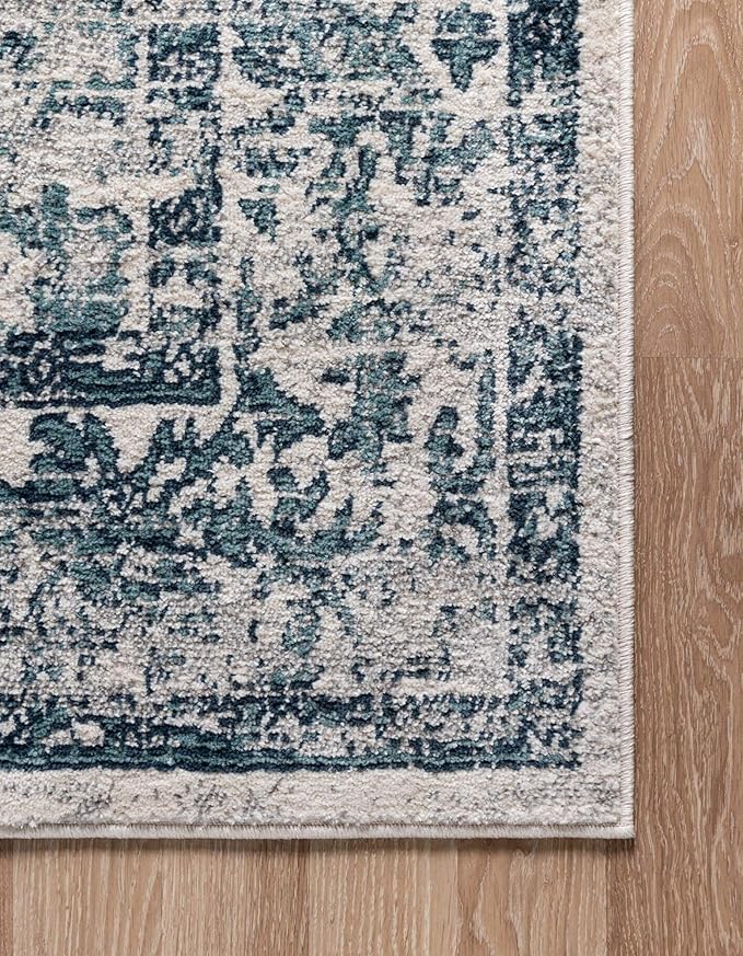 Rugs.com Charleston Collection Rug – 6 Ft Runner Ivory Low-Pile Rug Perfect for Hallways, Entryways