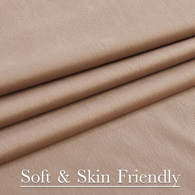 StangH Blush Beige Curtains 100 inches Long Back Tab Thermal Insulated Noise Reducing Drapes for Sliding Door Living Room Home Decoration for Bedroom, W52 x L100, 2 Panels